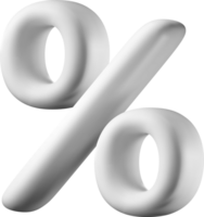 3D White Percentage Sign on a Clean Background png