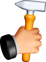 3D Hammer in Hand for Construction Use png