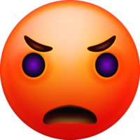 Angry 3D Emoji Face with Intense Expression png