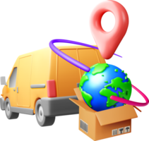 3D Delivery Van with Global Mapping Elements png
