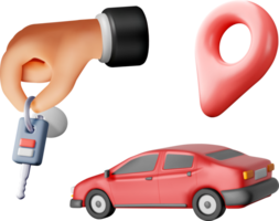 3D Car Key Hand with Location Marker Icon png