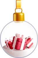 3D Ornament with Gifts Inside a Transparent Sphere png