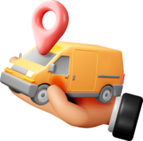 3D Delivery Van with Location Marker Graphic png