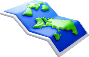 3D Relief Map of Earth with Green Landforms png