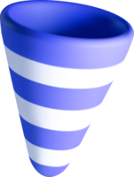 3D Spiral Cone with Blue and White Stripes png
