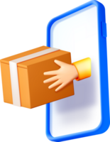 3D Delivery Concept from Smartphone to User png