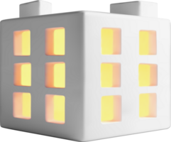 Illuminated 3D White House-shaped Lamp Design png