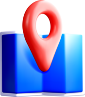 3D Map Icon with Location Pin Element png
