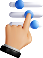 3D Hand Adjusting Settings on Slider Control png