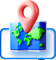 3D Map with Location Pin and World View png