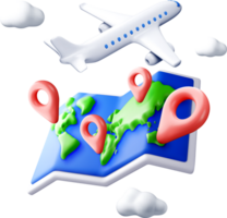 3D Air Travel and Mapping Concepts png