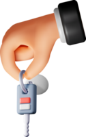 3D Hand Holding a Key with Keychain Details png