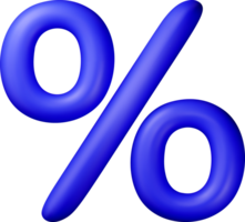 3D Percentage Symbol in Vibrant Blue Color png