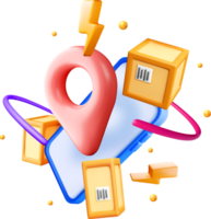 3D Mobile Location and Delivery Concept Art png