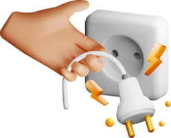 3D Electric Plug Disconnection with Sparks png