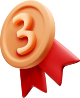 3D Third Place Medal with Red Ribbon Design png