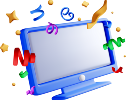 Colorful 3D Computer Screen with Decorations png
