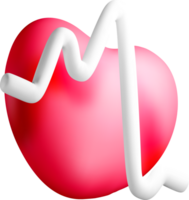 3D Heart with Pulse Line Design Concept png