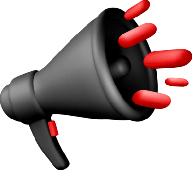 3D Megaphone with Vibrant Red Sound Waves png