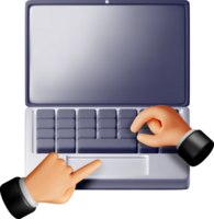3D Hands Typing on a Laptop Keyboard. png
