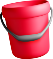Colorful 3D Red Bucket with Handle Design png