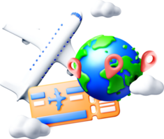 3D Illustration of Travel Elements and Passport png