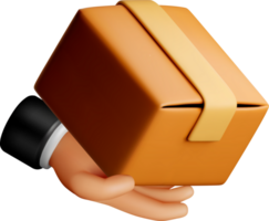 3D Hand Holding a Package in Vibrant Colors png