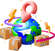 3D Global Shipping and Delivery Concept png