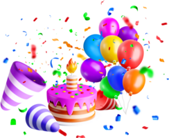 Color 3D Birthday Celebration Elements png
