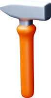 3D Hammer Model with Orange Handle Design png