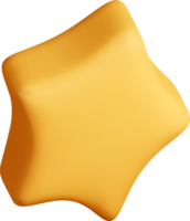 3D Yellow Star Shape with Smooth Curves png