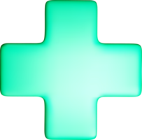 3D Glowing Green Plus Sign Icon Design png