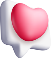 3d corazón icono en habla burbuja diseño png