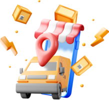 3D Delivery Service Concept with Smartphone png