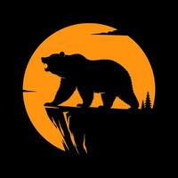 Bear Silhouette Howling at the Moon vector