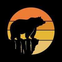 Grizzly on the Cliff in Vintage Style vector