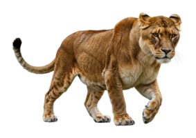 Powerful lioness walking in a natural habitat animal photography wildlife environment side view png