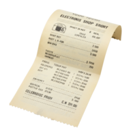 Purchase receipt for electronics retail store receipt document indoor close-up shopping summary png