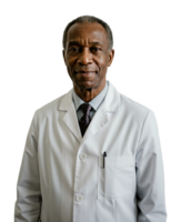 Experienced doctor in white coat medical office portrait professional environment direct view healthcare concept png