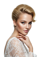Elegant beauty portrait of a model studio setting fashion photography soft lighting close-up view png