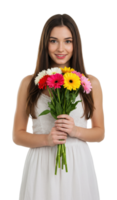 Celebrating moments with colorful flowers indoor setting portrait lively atmosphere natural beauty png