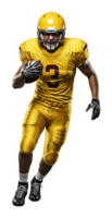 Football player running with the ball stadium field action shot daytime dynamic energy png