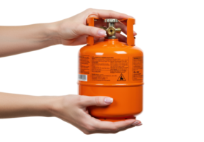 Handling a gas cylinder safely home instructional guide indoor close-up safety precautions png