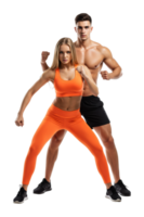 Fitness training session indoor gym photo dynamic workout front view health and wellness concept png
