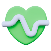 A green heart with a white line on it png