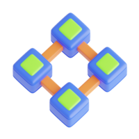 A blue and green cube with four squares png