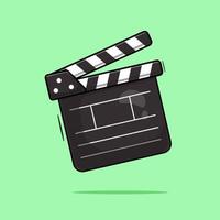 Illustration cartoon of cute black movie, cinema, film clapper board with simple style concept design. Producer director cut board used for movie tools equipment vector