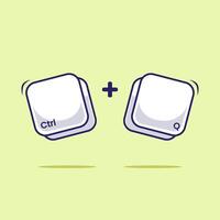 Keyboard combination shortcut Ctrl Q icon, button, or symbol for fast typing technology innovation. Work efficient with smart typing vector