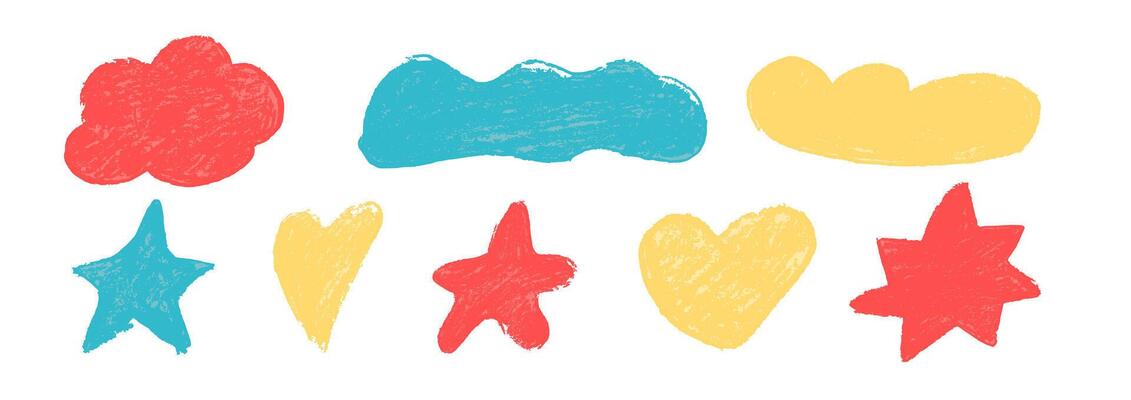 Crayon text box frame with rough border. Cute doodle paper label sticker for memo note or tag. Cloud, star and heart highlight speech bubble. Kindergarten chalk textbox with jagged stroke drawing.