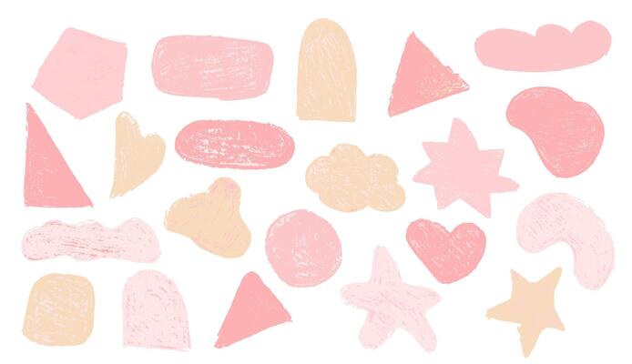 Cute pink text box. Doodle drawn organic shape with rough border for highlight and note. Speech bubble and textbox with pastel chalk texture and jagged edge. School and kindergarten childish graphic.